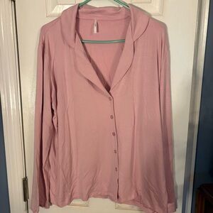 Women’s Soft Button-Front Hoodie Top - Pink